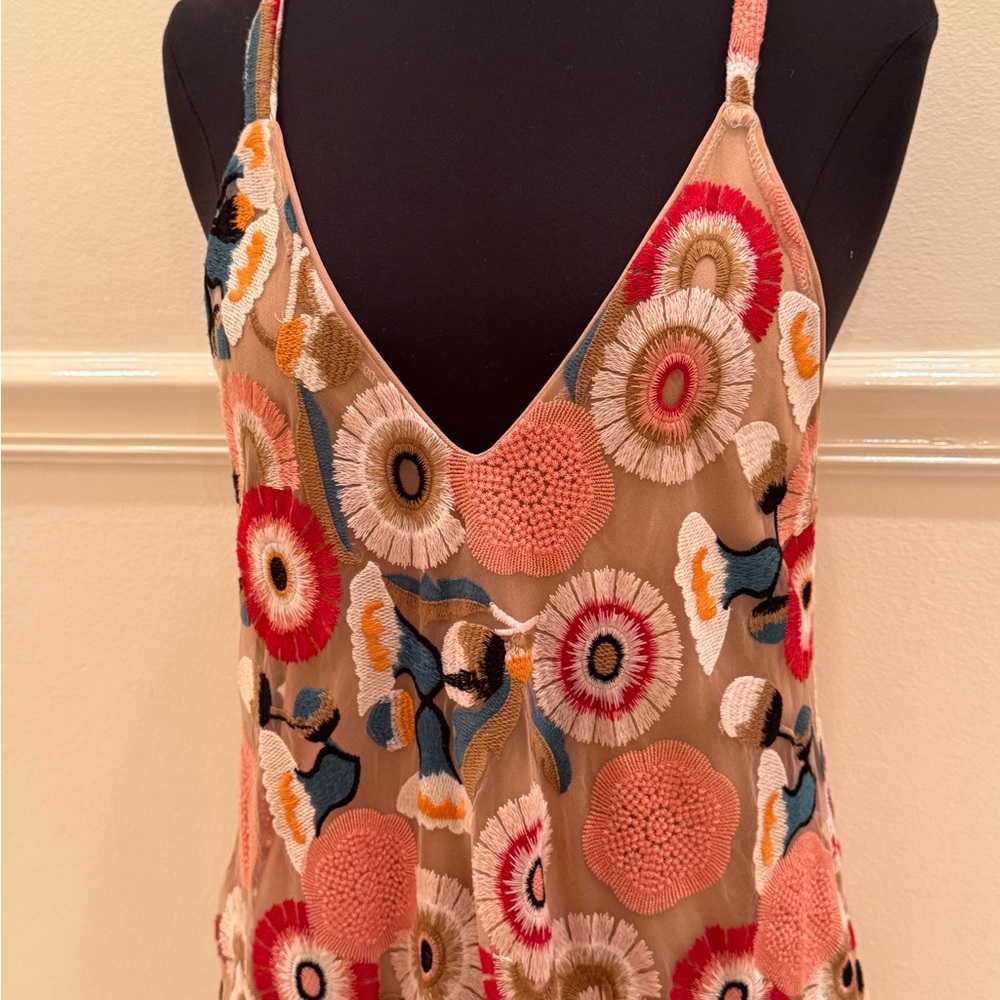 ELLIATT Revolve Floral Embroidered Nude + Pink V-Neck Maxi Evening Dress $489 - Picture 4 of 16